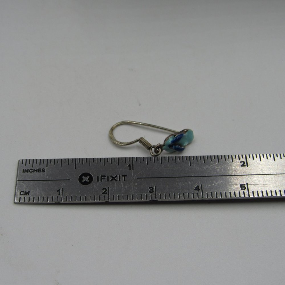 Sterling Silver Tiny Rustic Sandal Dangle Earrings - image 4